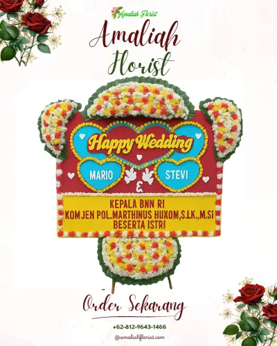 Karangan Papan Bunga Pernikahan di Wirajaya